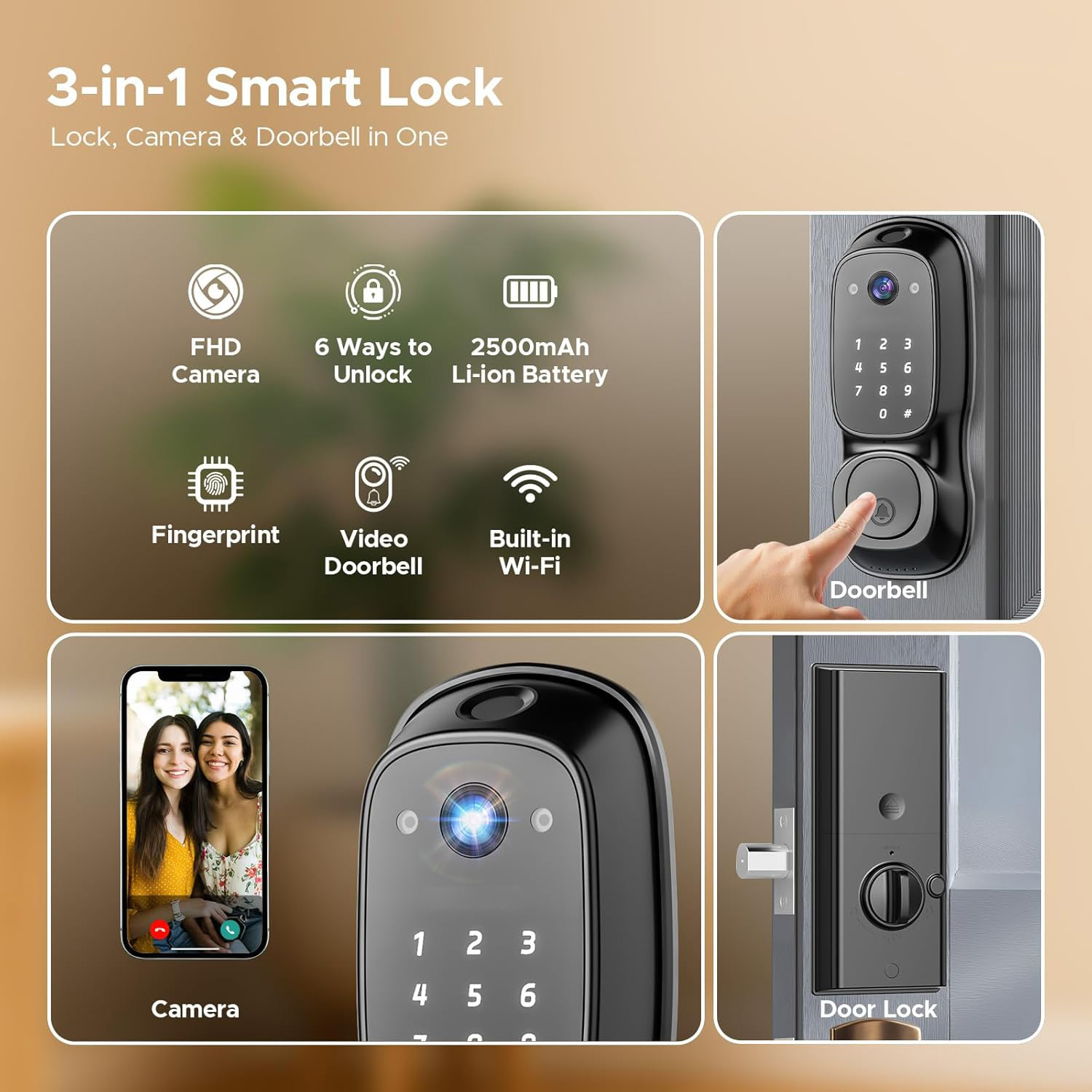 Tuya Wifi Smart Door Lock ‎Cam - Smart Door Lock Wifi ulasan dan harga